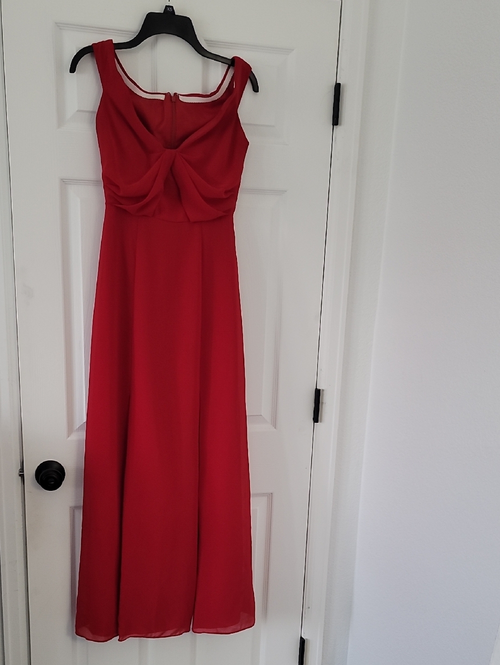 Social Bridesmaids Red Sleeveless Maxi Dress with Knot Bodice